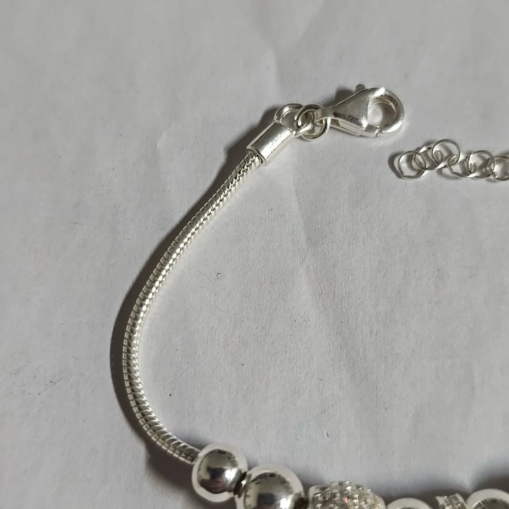 Sterling Silver Beaded Charm Bracelet Infinity Charm Design Bracelet - Picture 6 of 9